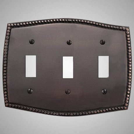 3 Gang Toggle Wall Switch Plate - Beaded Design