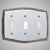 3 Gang Toggle Wall Switch Plate - Beaded Design