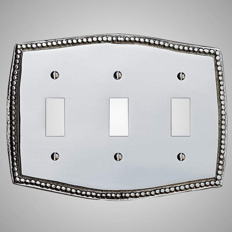 3 Gang Toggle Wall Switch Plate - Beaded Design