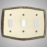 3 Gang Toggle Wall Switch Plate - Beaded Design