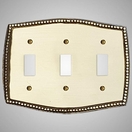 3 Gang Toggle Wall Switch Plate - Beaded Design