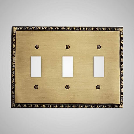 3 Gang Toggle Wall Switch Plate - Egg & Dart Design