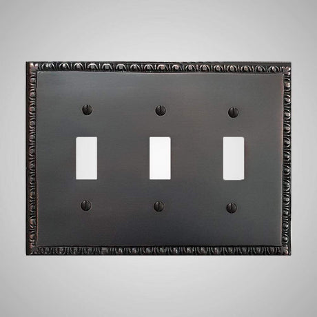 3 Gang Toggle Wall Switch Plate - Egg & Dart Design