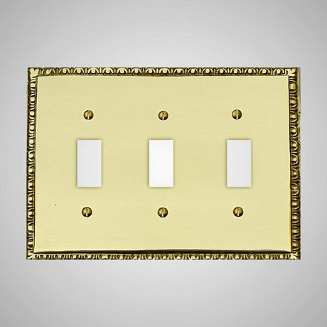 3 Gang Toggle Wall Switch Plate - Egg & Dart Design