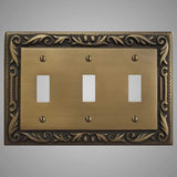 3 Gang Toggle Wall Switch Plate - Floral Design