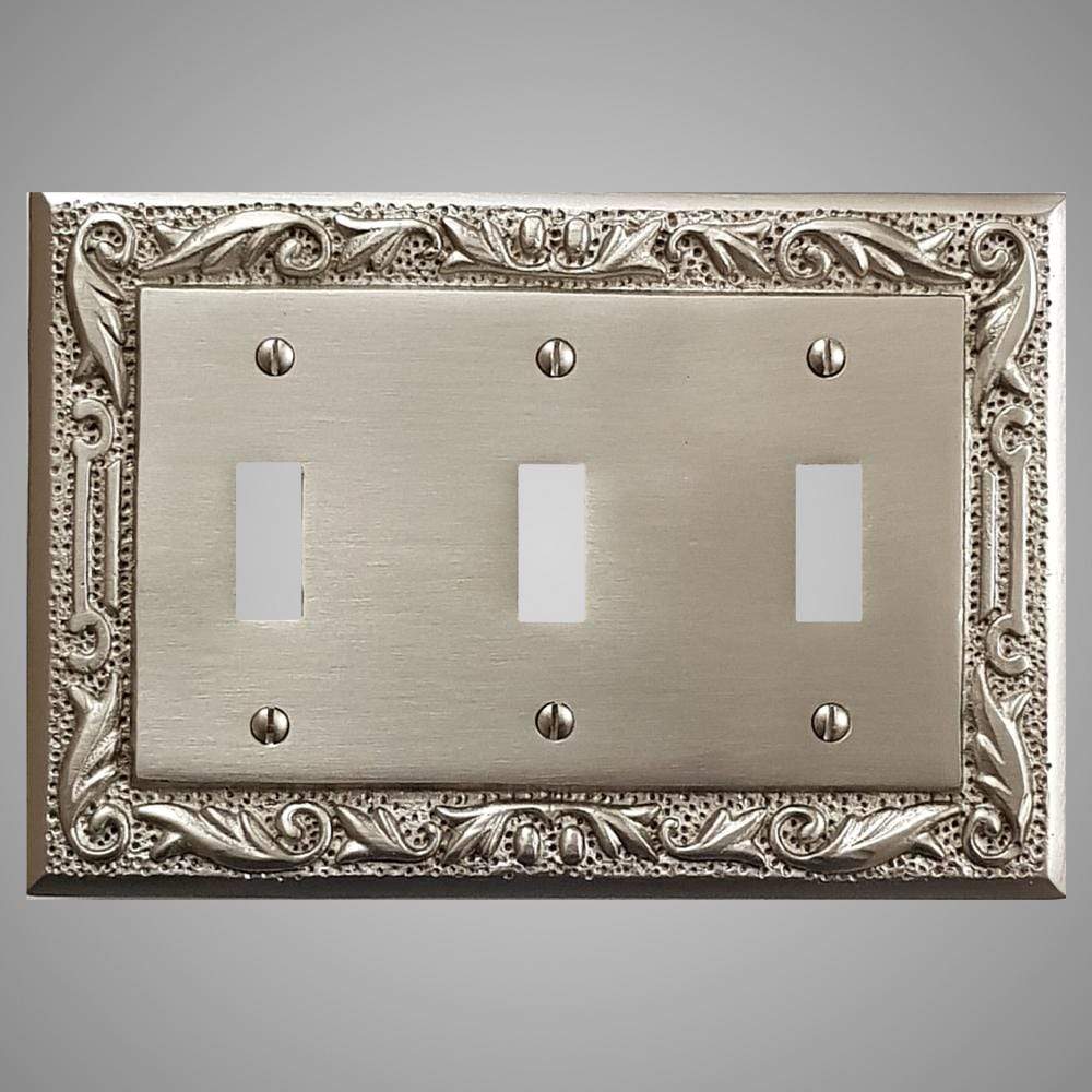 3 Gang Toggle Wall Switch Plate - Floral Design