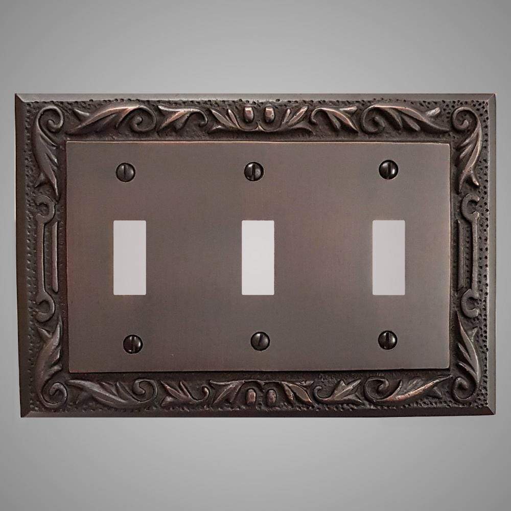 3 Gang Toggle Wall Switch Plate - Floral Design