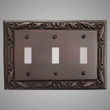 3 Gang Toggle Wall Switch Plate - Floral Design