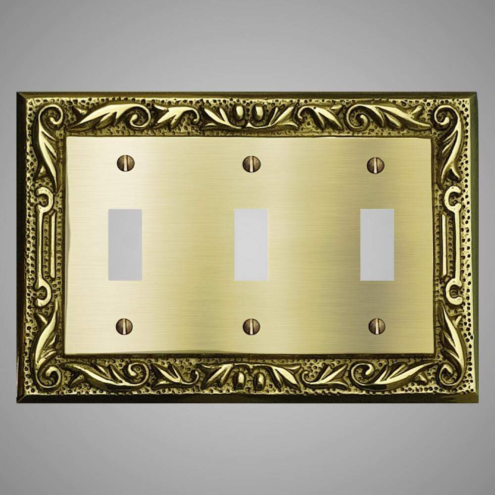 3 Gang Toggle Wall Switch Plate - Floral Design