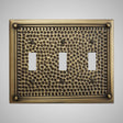 3 Gang Toggle Wall Switch Plate - Framed Hammered Design