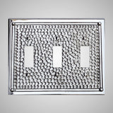 3 Gang Toggle Wall Switch Plate - Framed Hammered Design