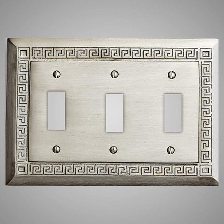 3 Gang Toggle Wall Switch Plate - Greek Design