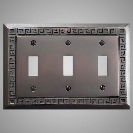 3 Gang Toggle Wall Switch Plate - Greek Design