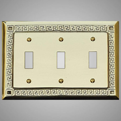 3 Gang Toggle Wall Switch Plate - Greek Design