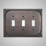 3 Gang Toggle Wall Switch Plate - Victorian Design