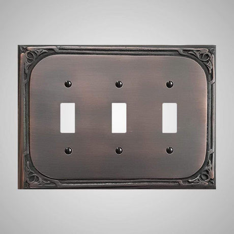 3 Gang Toggle Wall Switch Plate - Victorian Design