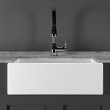 30" Hempstead Fireclay Reversible Single-Bowl Farmhouse Sink with Offset Drain