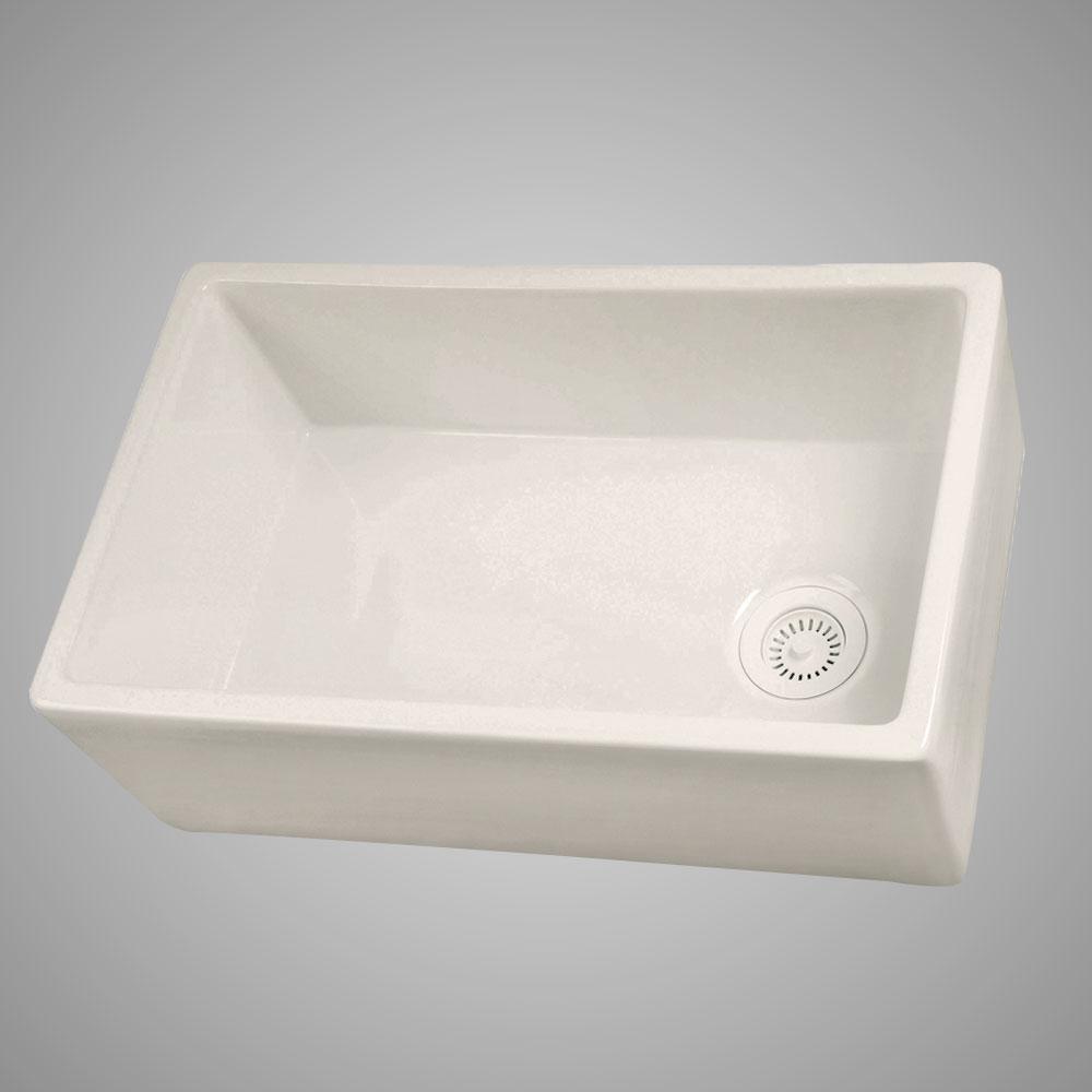 30" Hempstead Fireclay Reversible Single-Bowl Farmhouse Sink with Offset Drain