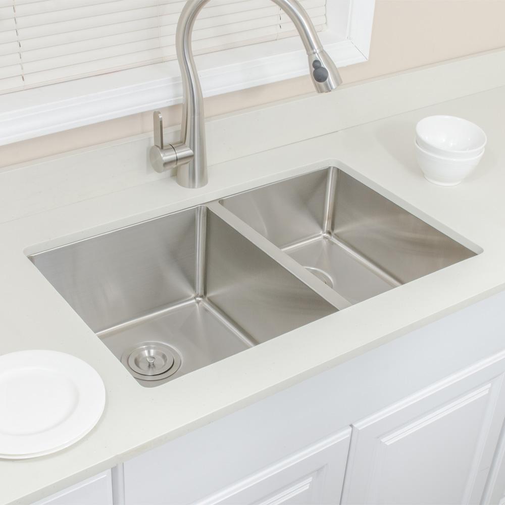 30" Monson Stainless Steel Double-Bowl Undermount Sink