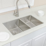 30" Monson Stainless Steel Double-Bowl Undermount Sink