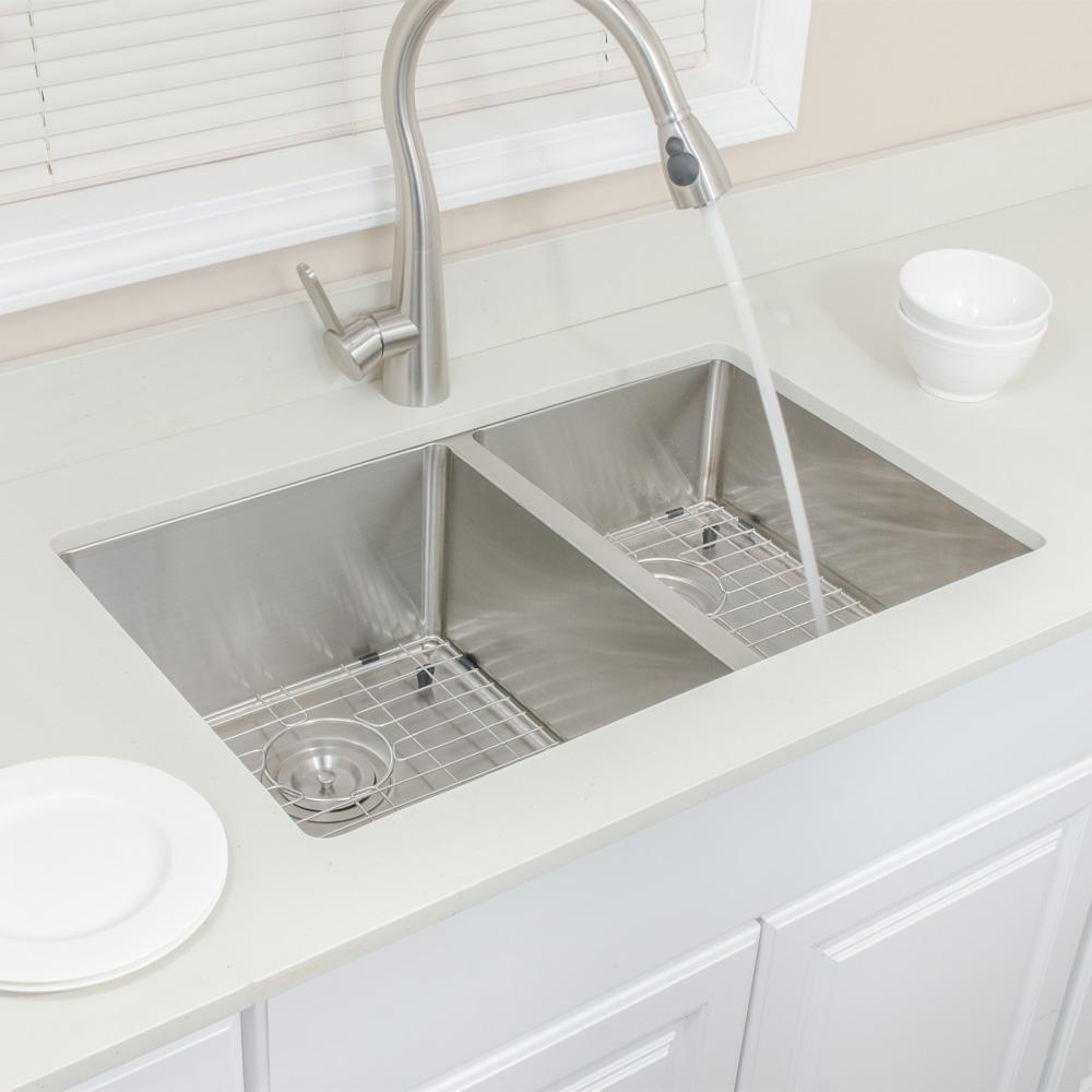30" Monson Stainless Steel Double-Bowl Undermount Sink