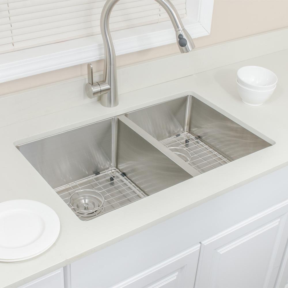 30" Monson Stainless Steel Double-Bowl Undermount Sink