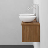 30" Thanesta Teak Wall-Mount Double Vessel Sink Vanity with Shelf - Natural Teak
