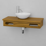 30" Thaxton Teak Wall-Mount Vessel Vanity with Double Towel Bars - Natural Teak