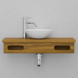 30" Thaxton Teak Wall-Mount Vessel Vanity with Double Towel Bars - Natural Teak