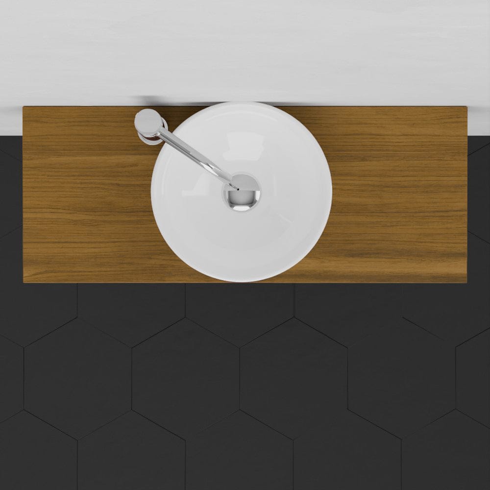 30" Thaxton Teak Wall-Mount Vessel Vanity with Double Towel Bars - Natural Teak