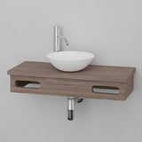 30" Thaxton Teak Wall-Mount Vessel Vanity with Double Towel Bars - Whitewash