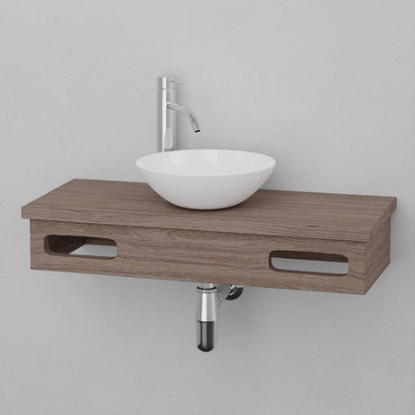 30" Thaxton Teak Wall-Mount Vessel Vanity with Double Towel Bars - Whitewash