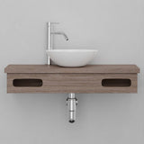 30" Thaxton Teak Wall-Mount Vessel Vanity with Double Towel Bars - Whitewash