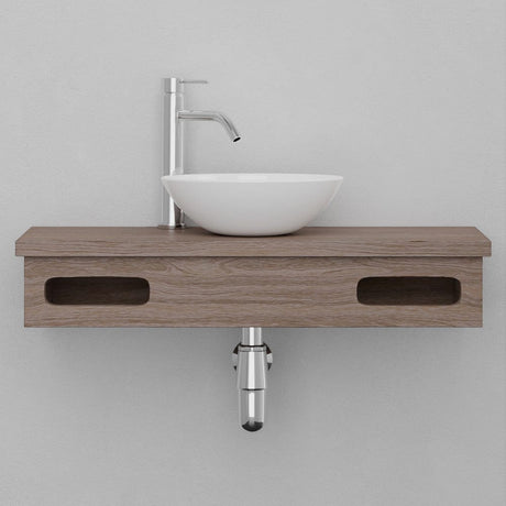 30" Thaxton Teak Wall-Mount Vessel Vanity with Double Towel Bars - Whitewash