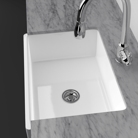 30" Ubel Handcrafted Fireclay Single-Bowl Framed Apron Farmhouse Sink - White