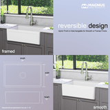 30" Ubel Handcrafted Fireclay Single-Bowl Smooth Apron Farmhouse Sink - White