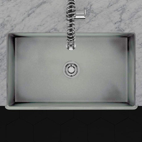 30" Veli Handcrafted Fireclay Single-Bowl Fluted Apron Farmhouse B-Grade Sink - Concrete