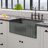 30" Veli Handcrafted Fireclay Single-Bowl Fluted Apron Farmhouse B-Grade Sink - Concrete