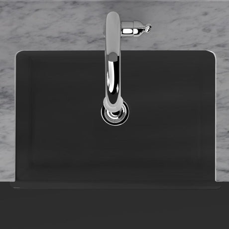 30" Veli Handcrafted Fireclay Single-Bowl Smooth Farmhouse B-Grade Sink - Matte Black