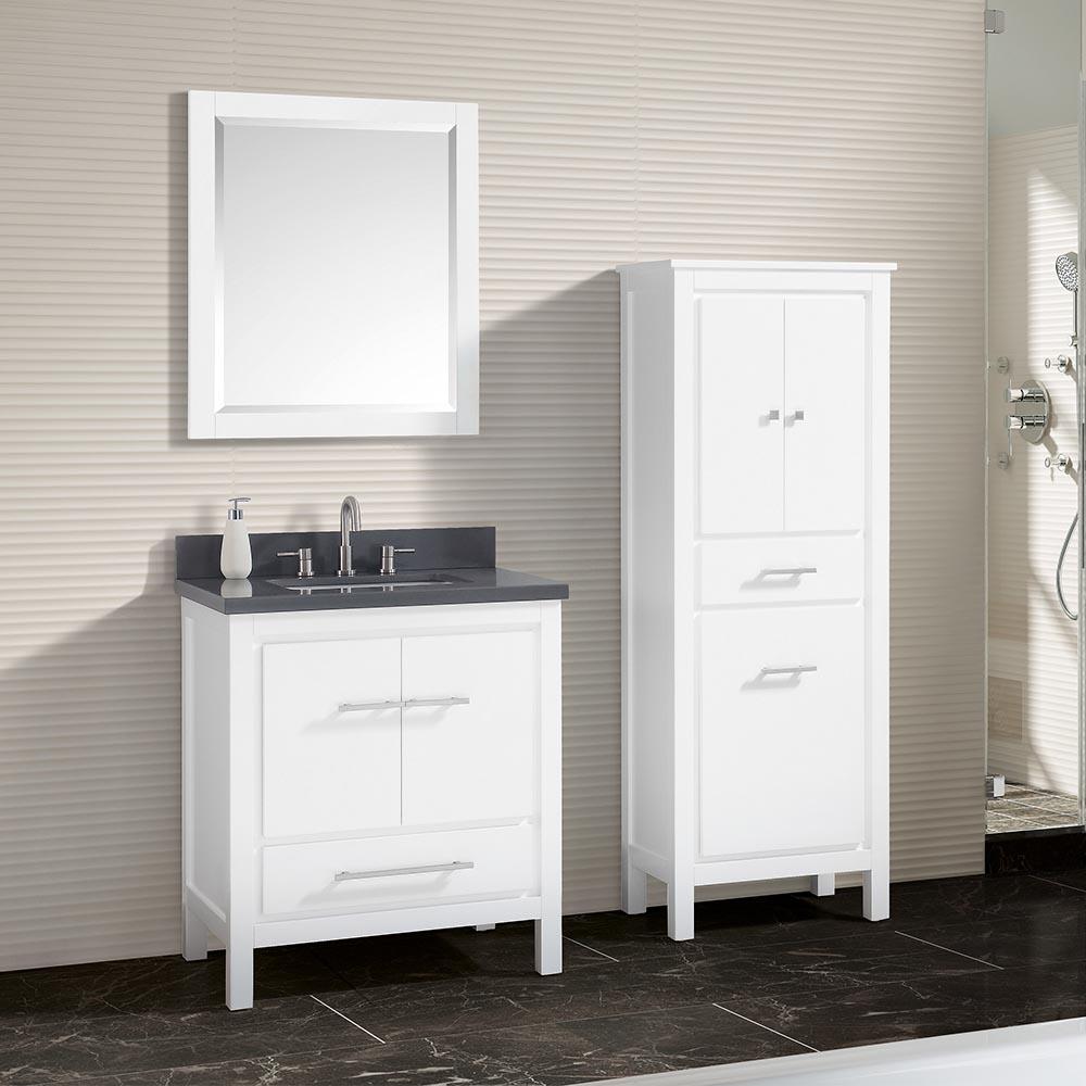 31" Chelan Vanity with Gray Quartz Top and Rectangular Undermount Sink - White
