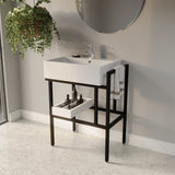 31" Vapanala Vitreous China Console Bathroom Sink with Black Powdercoat Steel Stand