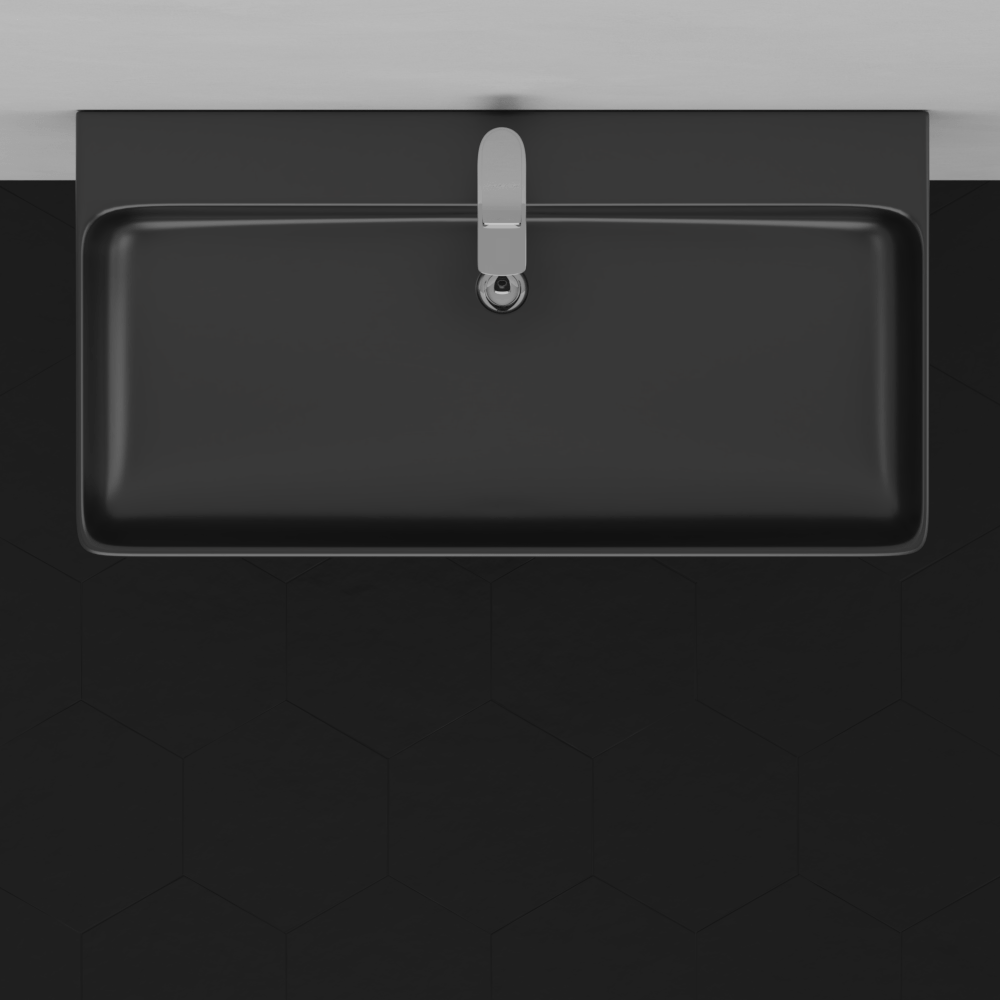 32" Baggs Black Vitreous China Console Bathroom Sink with Black Powdercoat Steel Stand