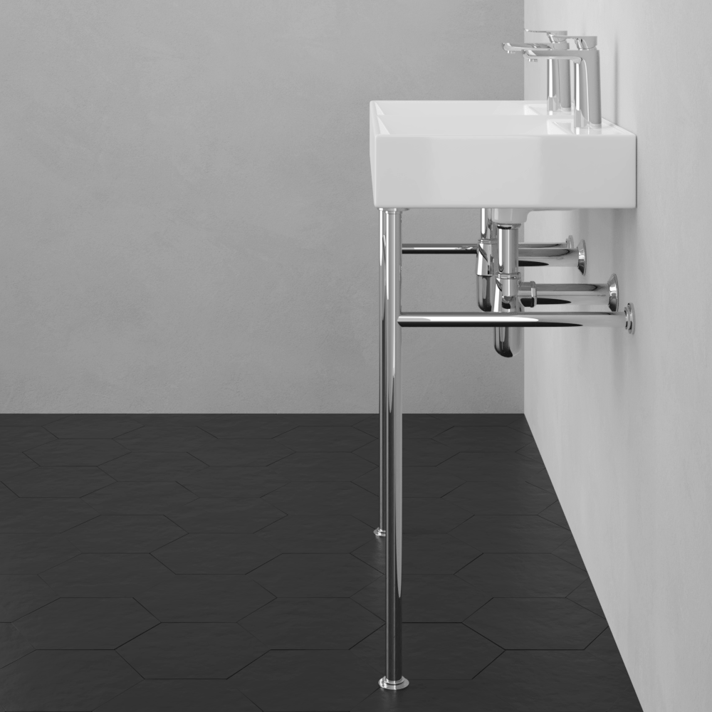 32" Elkins Double Bowl Vitreous China Console Bathroom Sink with Steel Stand