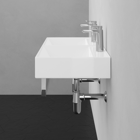 32" Elkins Wall-Mount Vitreous China Double-Bowl Sink with Steel Towel Bars