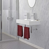 32" Elkins Wall-Mount Vitreous China Double-Bowl Sink with Steel Towel Bars
