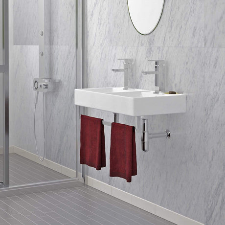 32" Elkins Wall-Mount Vitreous China Double-Bowl Sink with Steel Towel Bars