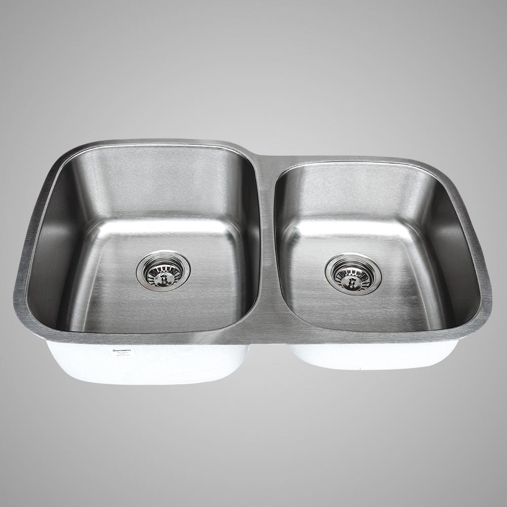 32" Eustis Stainless Steel 60/40 Offset Double-Bowl Undermount Sink
