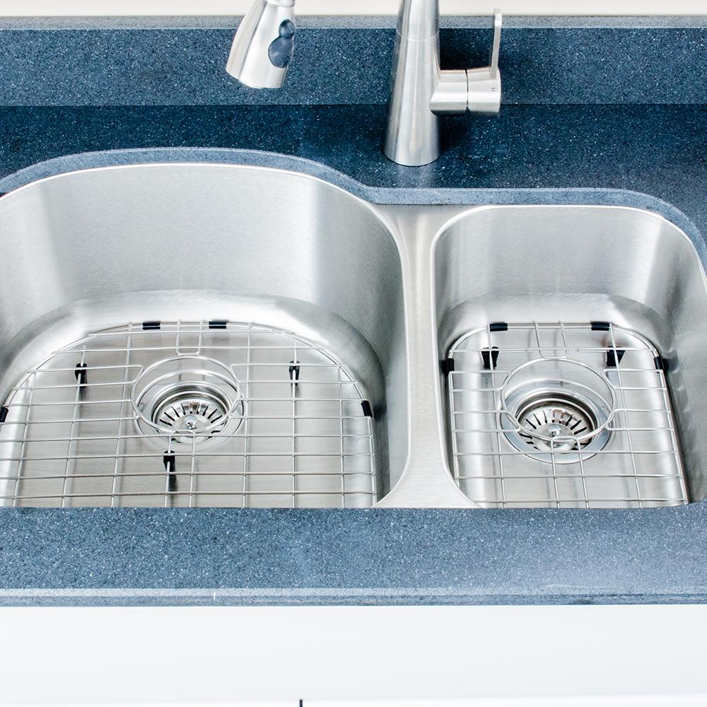 32" Eustis Stainless Steel 70/30 Offset Double-Bowl Undermount Sink
