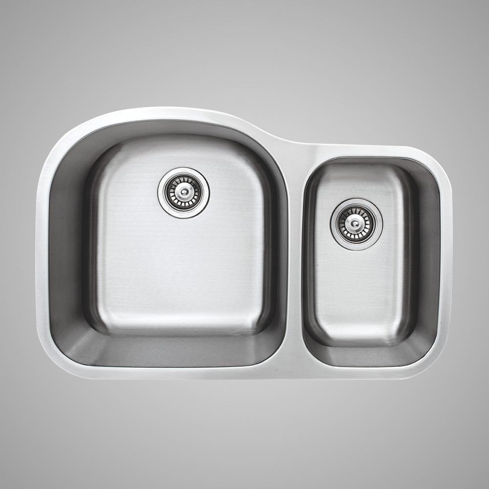 32" Eustis Stainless Steel 70/30 Offset Double-Bowl Undermount Sink