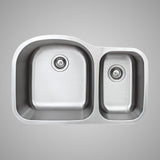 32" Eustis Stainless Steel 70/30 Offset Double-Bowl Undermount Sink